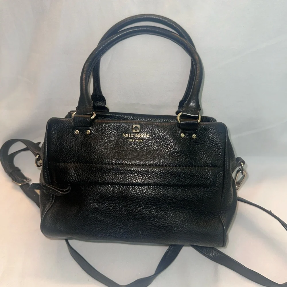 Kate Spade Pebbled Black Leather Satchel with Removal Strap - Picture 1 of 9